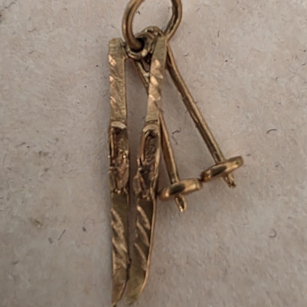 Gold Ski Pendant Necklace